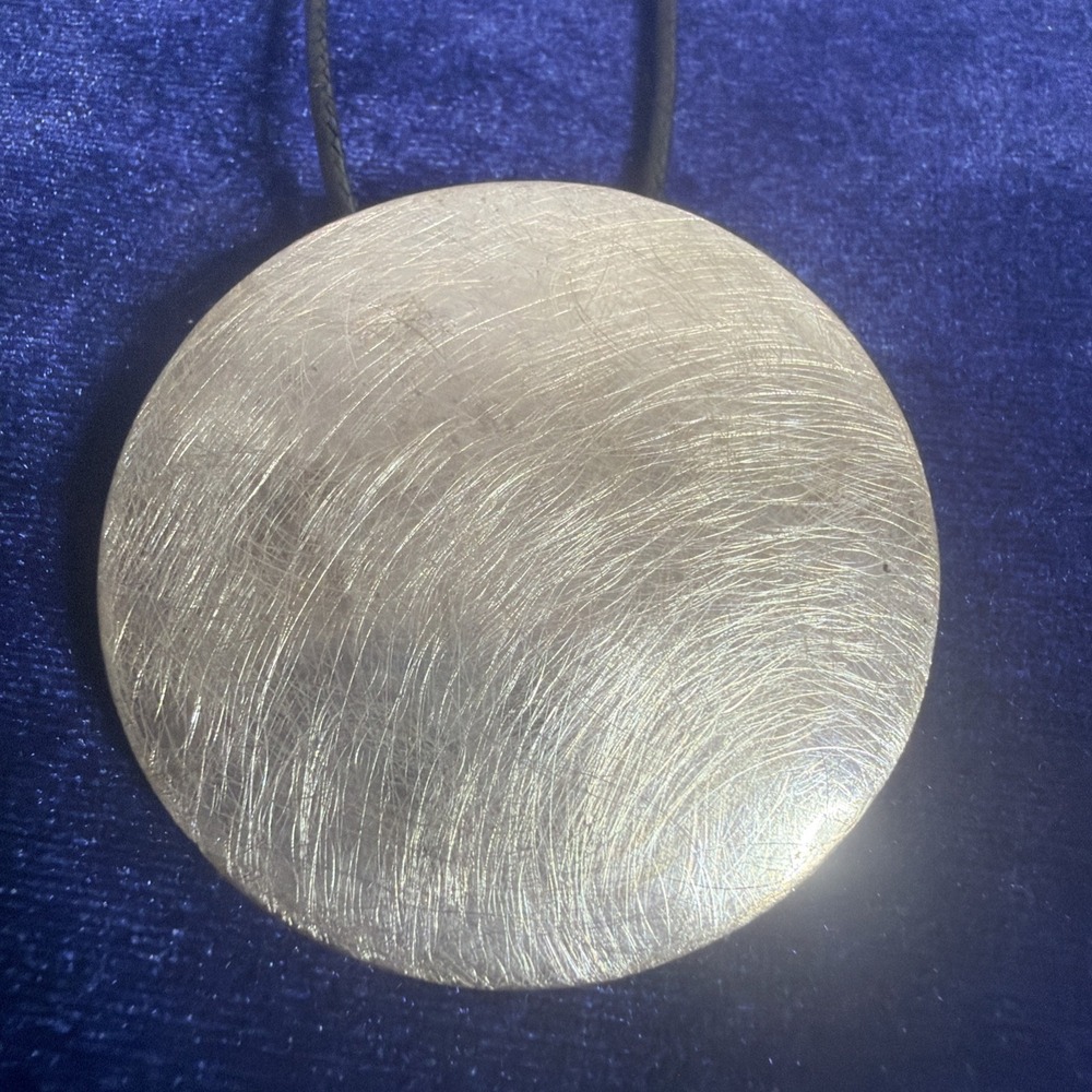 Vintage Modernist Textured 925 Sterling Silver Round Disc Pendant 22g